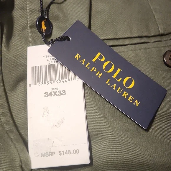 NWT Men's Polo Ralph Lauren Olive Chinos - Picture 2 of 4